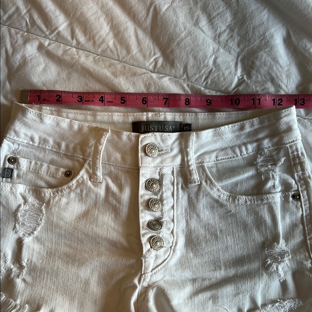 Just USA White Button-Up Denim Shorts - Picture 5 of 8